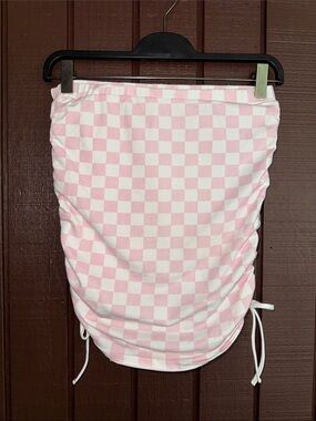 Adika Pink and White Checkerboard Mini Skirt